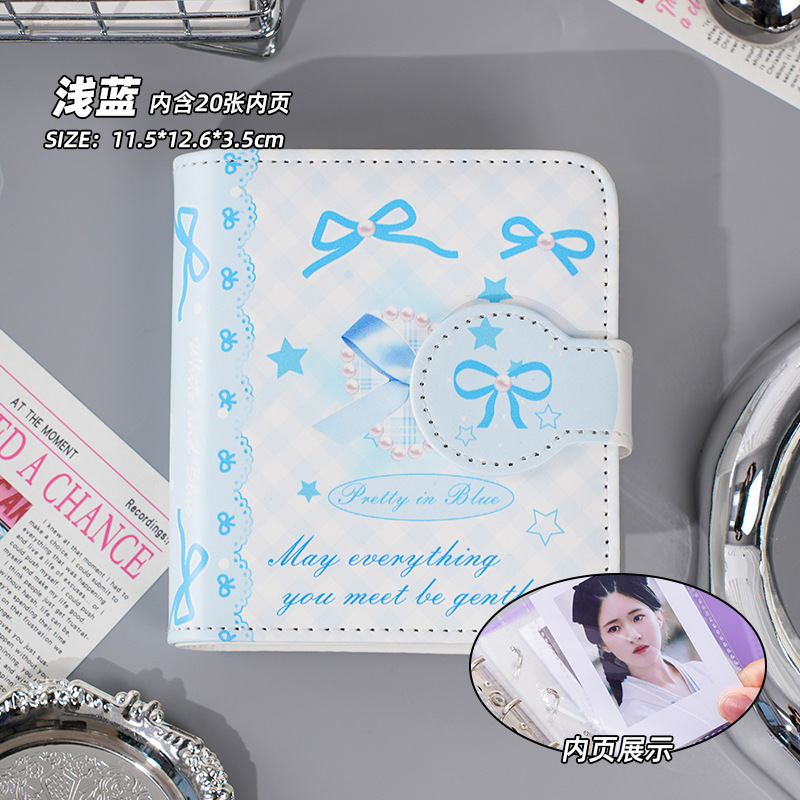 Libro de tarjetas de cuero estilo lazo, estudiante de alto valor, búsqueda de estrellas, una casa, tarjeta pequeña de 3 pulgadas, libro de almacenamiento Polaroid