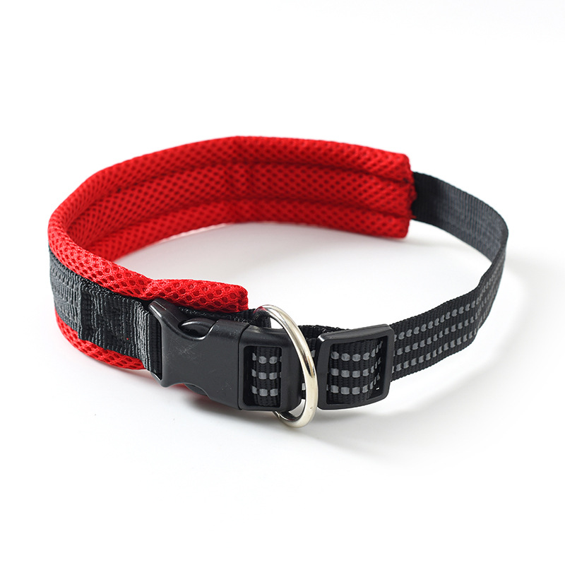 Nuevo collar de perros transpirable nylon trenzado collar de mascotas conveniente fijación ajustable collar de perros suave al por mayor