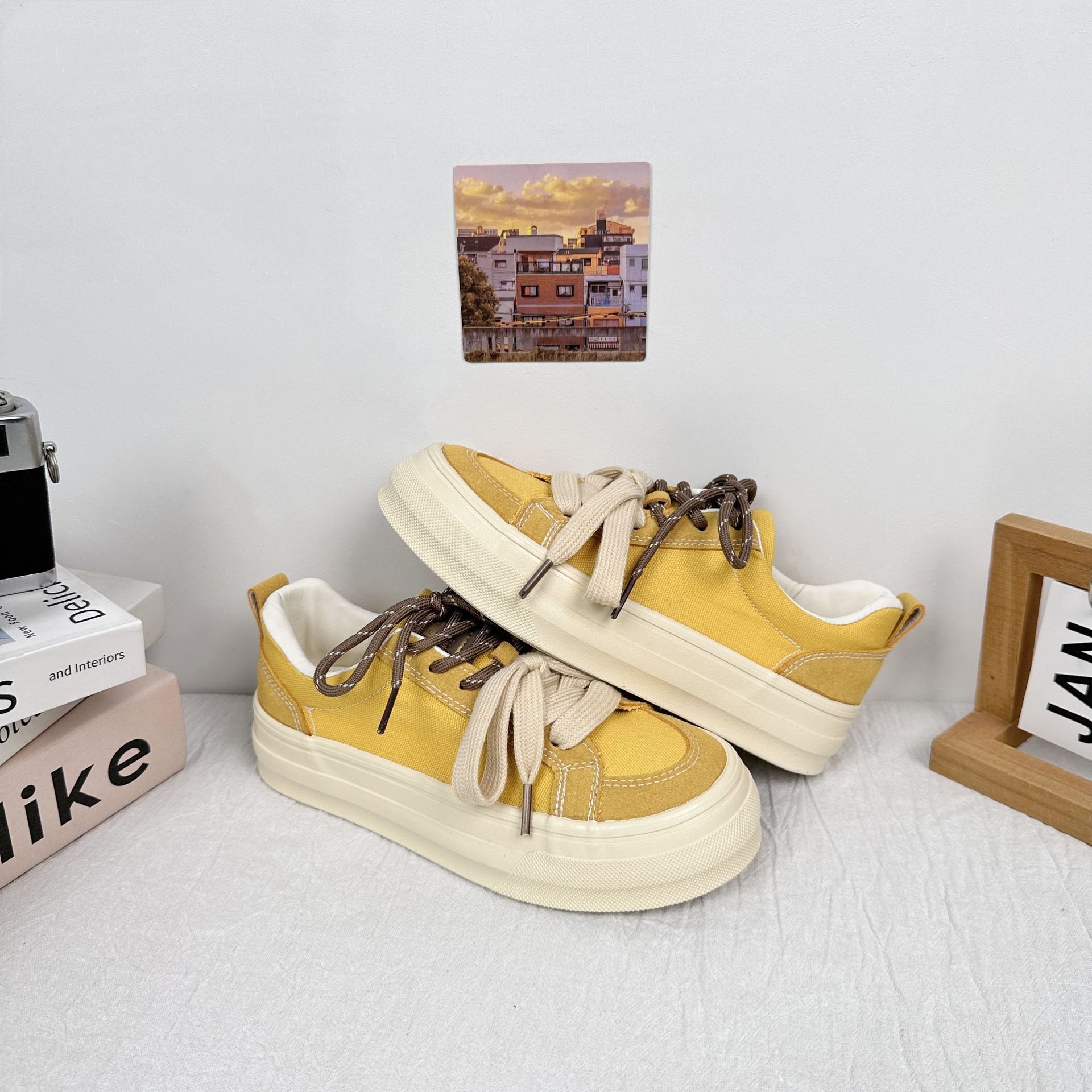 Yuanbo Xiaozhong zapatillas de deporte zapatos de lona para mujer nuevos zapatos blancos de suela gruesa zapatos casuales zapatos de mujer de verano zapatos de pan image 8