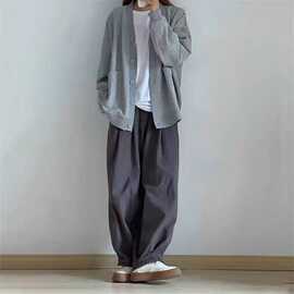 棉日系复古直筒工装裤宽松垂感阔腿中性风灯笼裤子男女潮
