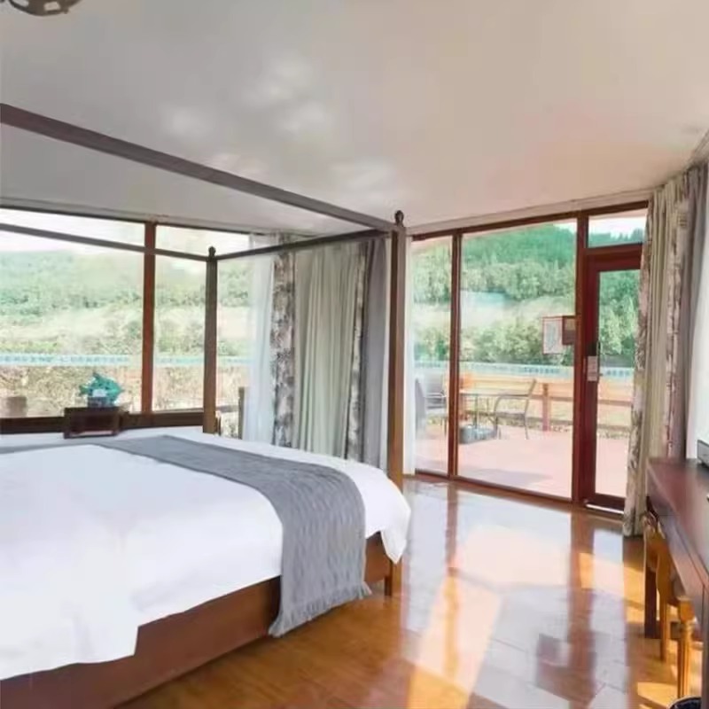 Tienda de hotel al aire libre a prueba de lluvia lugar escénico turístico vacaciones tienda de alojamiento residencial antiviento cinturón de fuego baño de dormitorio