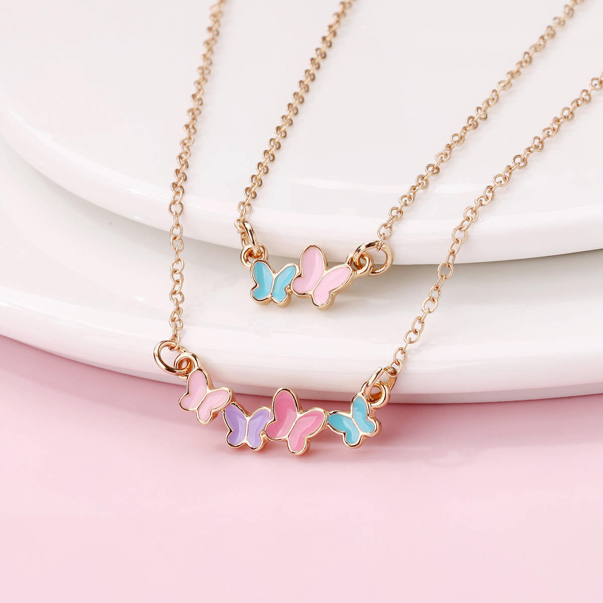 12g Weight Necklace Classification 1 Set Quantity Daily Occasion Alloy Material Butterfly Pattern Kid'S Gender Plating Design Cute, Sweet Style Cute Sweet Butterfly Alloy Plating Kid'S Necklace 6