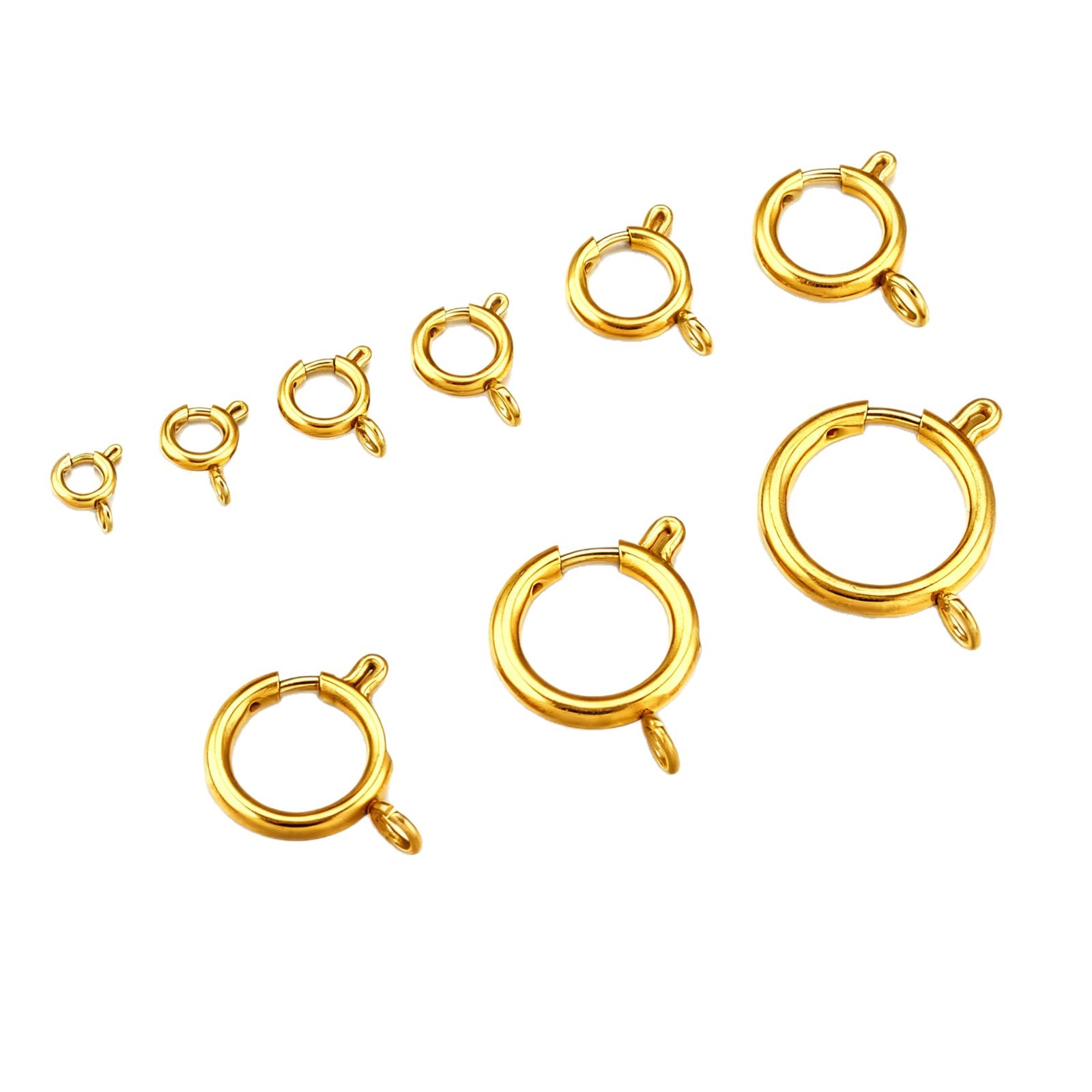 メッキ金色ステンレス鋼パチンコスプリングバックルチタン鋼水バブルバックルdiy手作りアクセサリー丸バックル