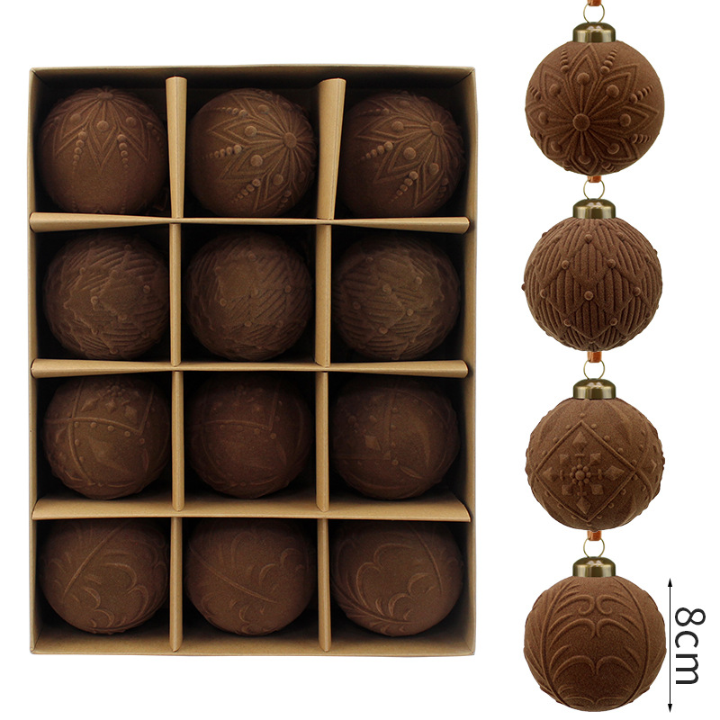 Bolas de Navidad flocado bolas de Navidad bolas de Navidad 8cm / 12pcs bolas de Navidad árbol de Navidad colgante de decoración Navidad