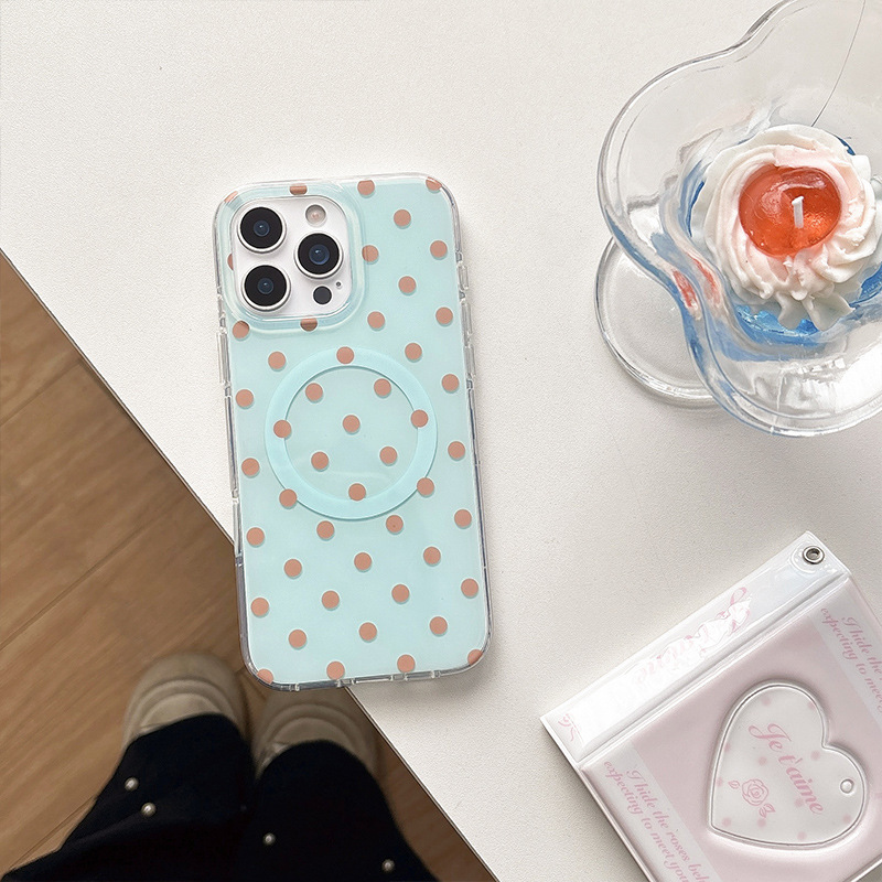 日韓パリ休日波点パレットマグネット適用アップル16promax携帯ケース新型iPhone15|undefined