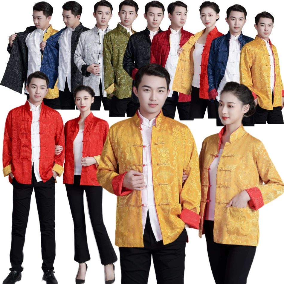 Китайский стиль двухсторонний весенний, осенний и зимний мужской пиджак на сцене