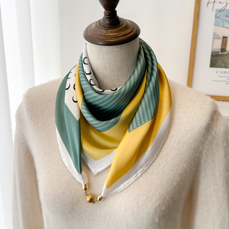 문헤링본 패턴 70 새틴 버클-옐로우 그린