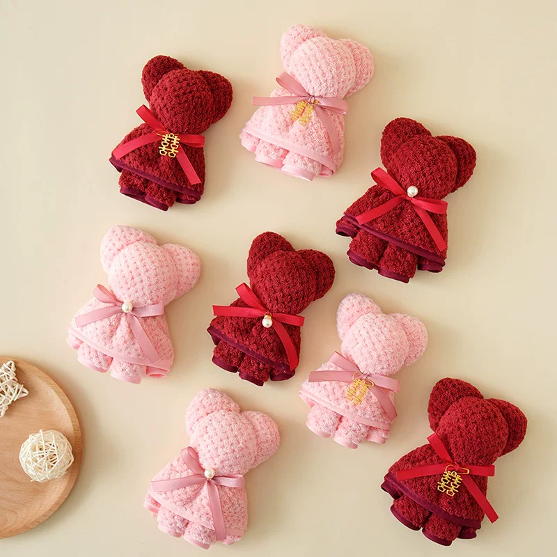 Bear towel 30*40 Wedding Smooth Ceremony Happy Passion Small Grace Lady Return Happy Wedding Wedding Coral Pills