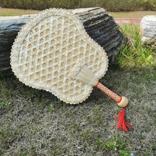 Wholesale Woven Wheat Straw Banana Fan Round Fan for Children, Mosquito Repellent and Cooling Trendy Fan, Cheap Summer Fan for Women, Ancient Style