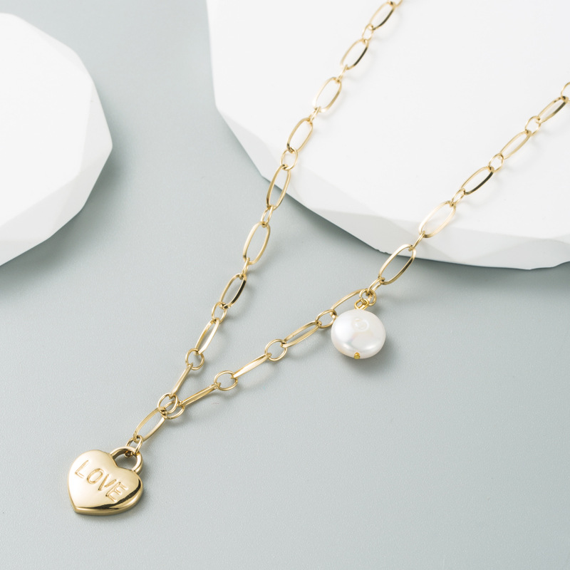 Fashion Heart Shape Titanium Steel Necklace Plating Stainless Steel Necklaces