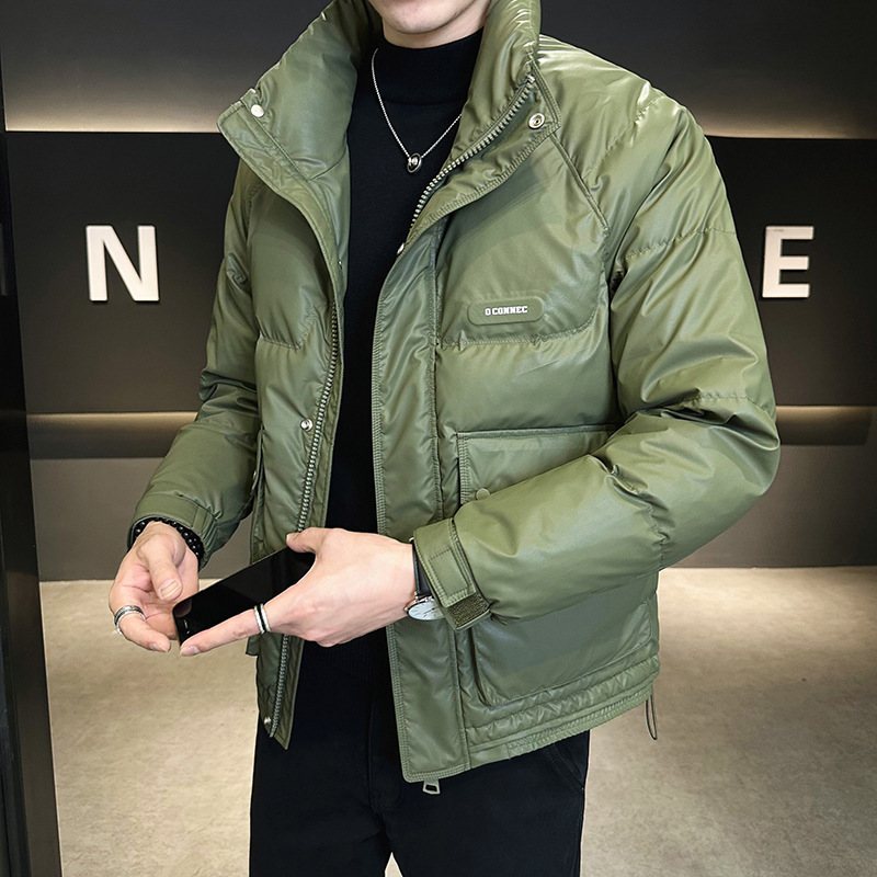 Invierno hombre collar 50 chaqueta de plumón blanco moda moda suelta casual versátil chaqueta de plumón