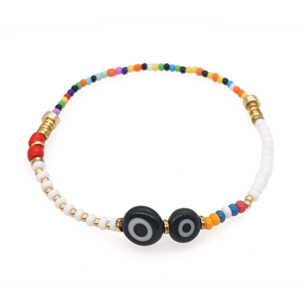 Yeux De Verre Noir Couleur Perles De Riz Bracelet Bijoux En Gros Nihaojewelry display picture 5