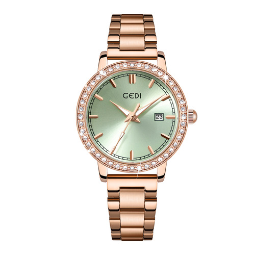 GEDI Casual Luxury Stainless Steel Women's Watch with Calendar, Waterproof High-end Style Quartz Watch for Women, Wholesale
