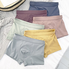 Pure cotton men's underwear summer thin style breathable striped mid-waist boxer briefs boys boxer briefs batch