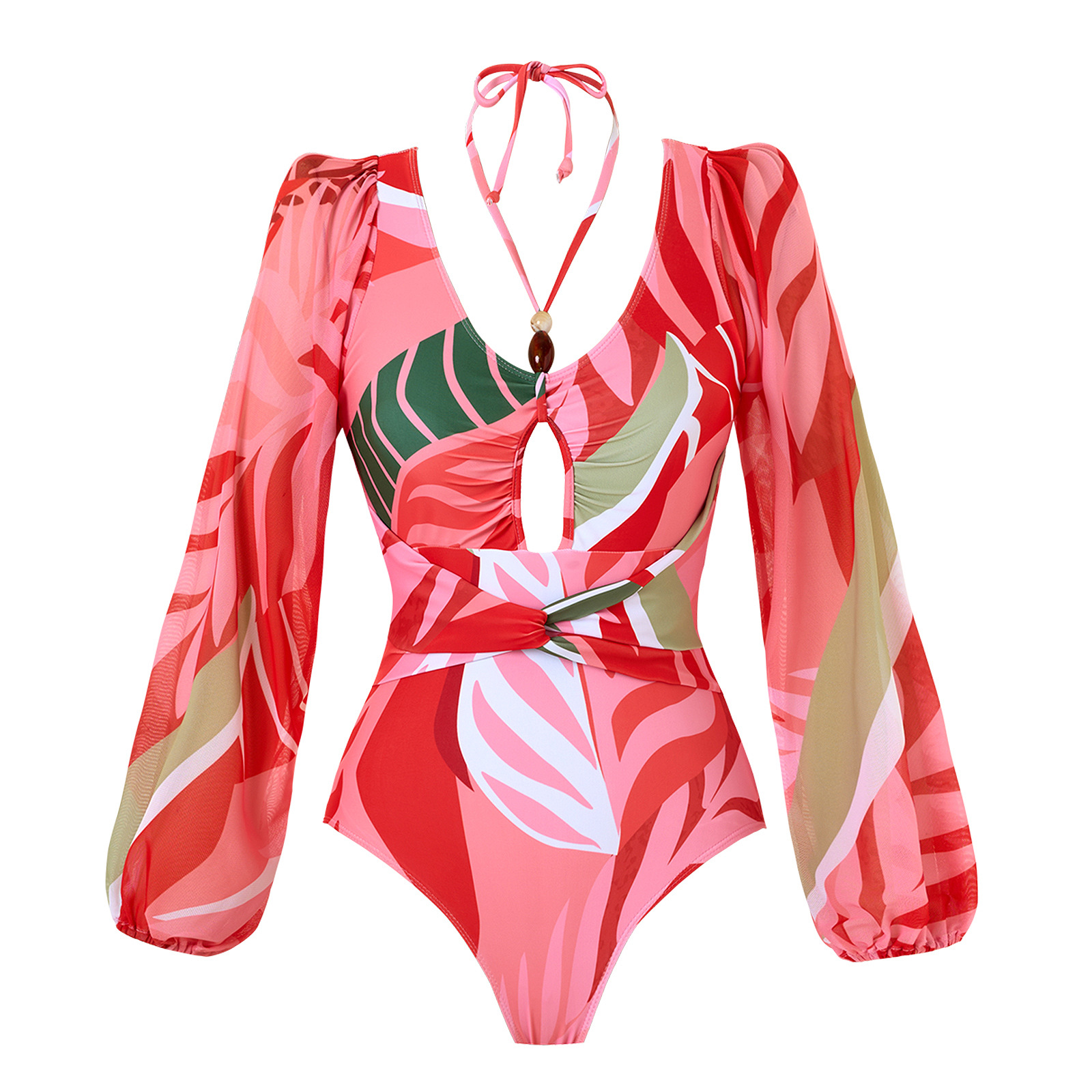 Modischer, sexy zweiteiliger Badeanzug mit bedrucktem Netzrock für Damen_voghion.com