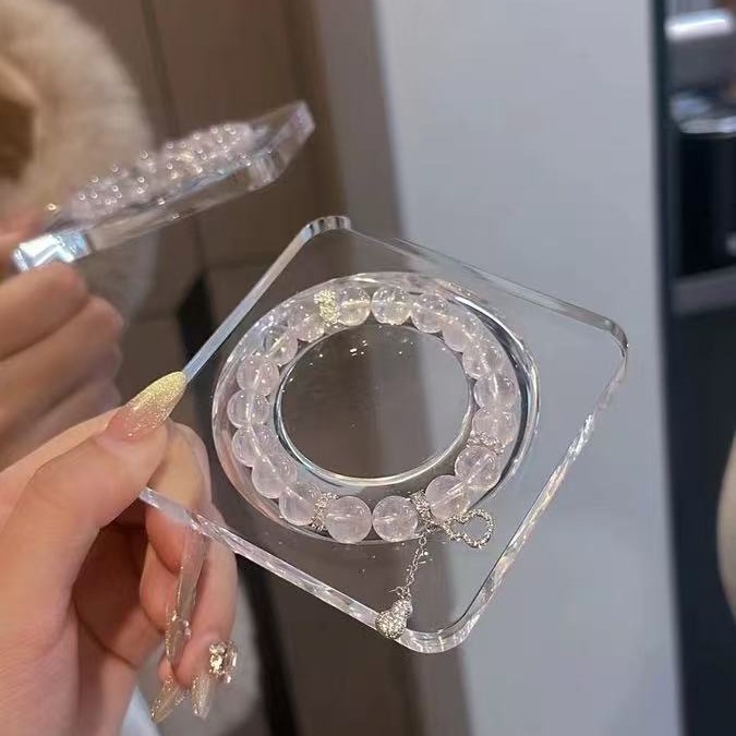 The same style of pink crystal bracelet on Xiaohongshu for women, with a unique and high-end feel. The white crystal bracelet is elegant and stylish. It's a pink crystal bracelet for women, 376 Specification drawing
