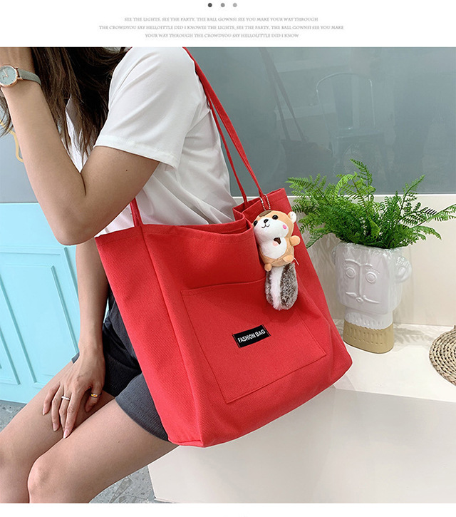 Candy-colored canvas bag, 2021 new ins bag, large-capacity tote bag, simple Korean-style single-shoulder artistic handbag undefined