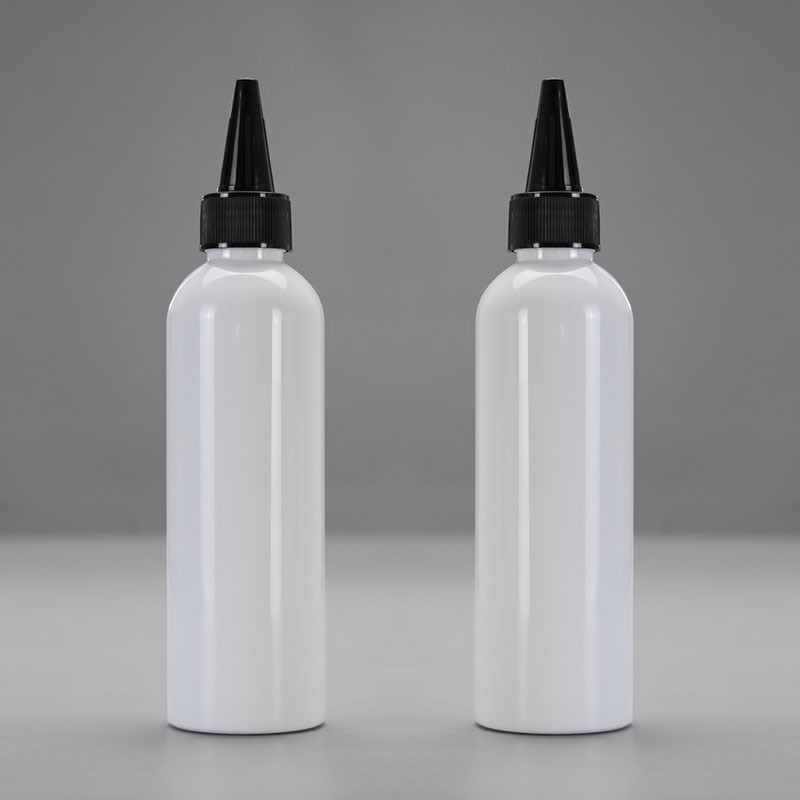 En stock 100mL botella puntiaguda botella de plástico PET transparente botella de boca pequeña botella de boca puntiaguda botella de pigmento pintado