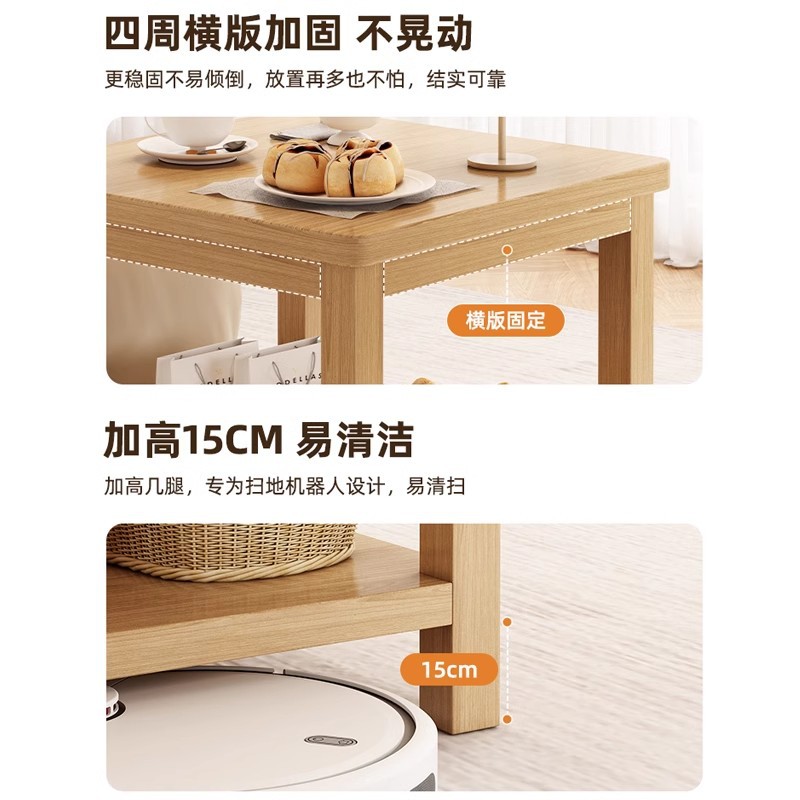 Sofá lado de la sala de estar de madera sólida pequeña mesa de té pequeña casa dormitorio simple doble mesa de cabecera cuadrada pequeña mesa