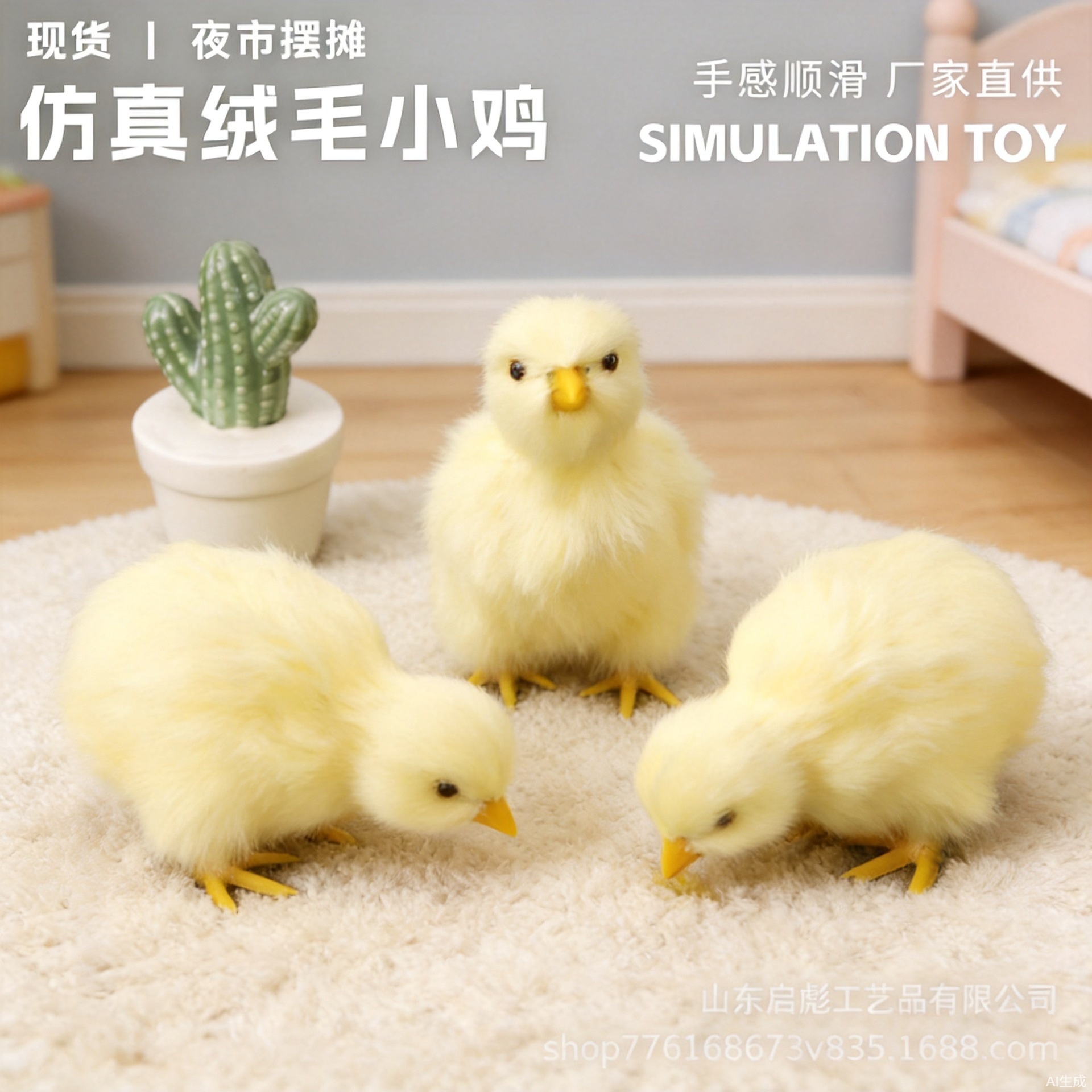 跨境仿真小鸡毛绒玩具儿童礼物抓周道具摆件可发声