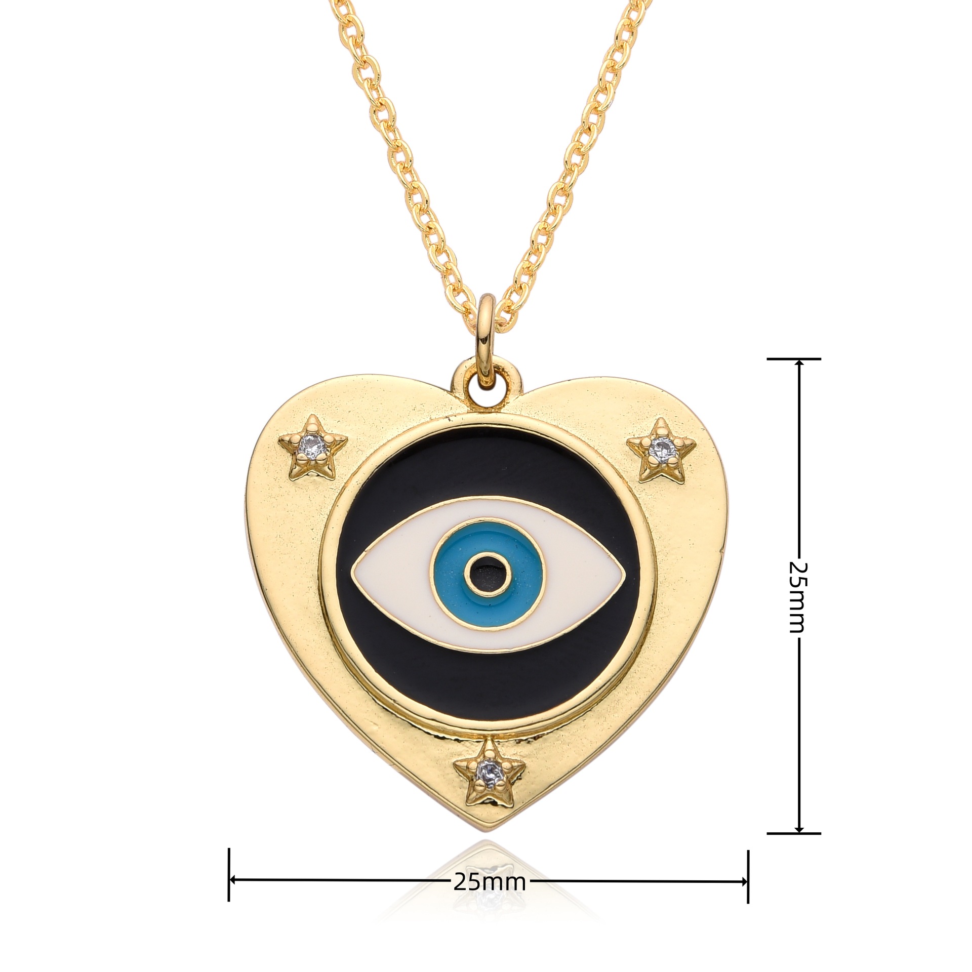 Holiday, Daily Occasion Copper Material Copper Enamel Inlay Heart Shape Eye Zircon Pendant Necklace