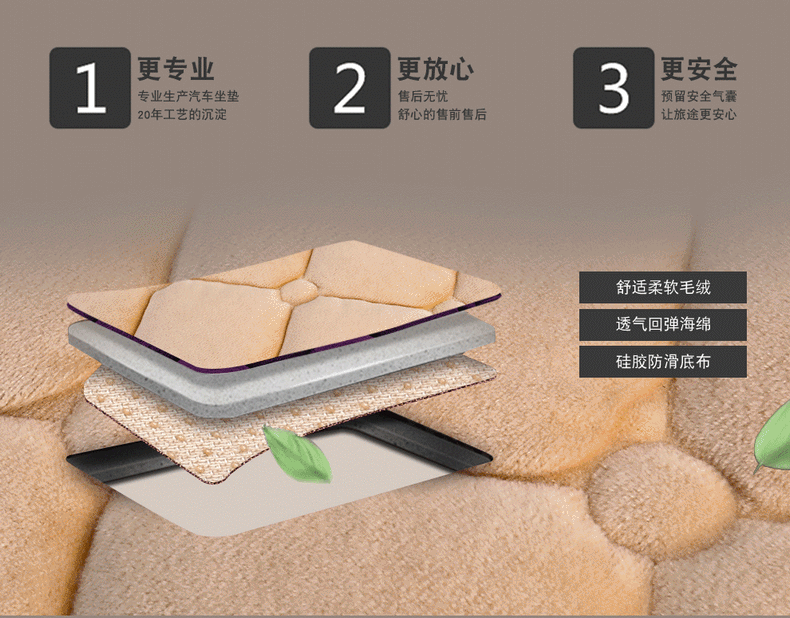 Non-slip warm car seat cushion three-piece set without backrest wool cushion manufacturers