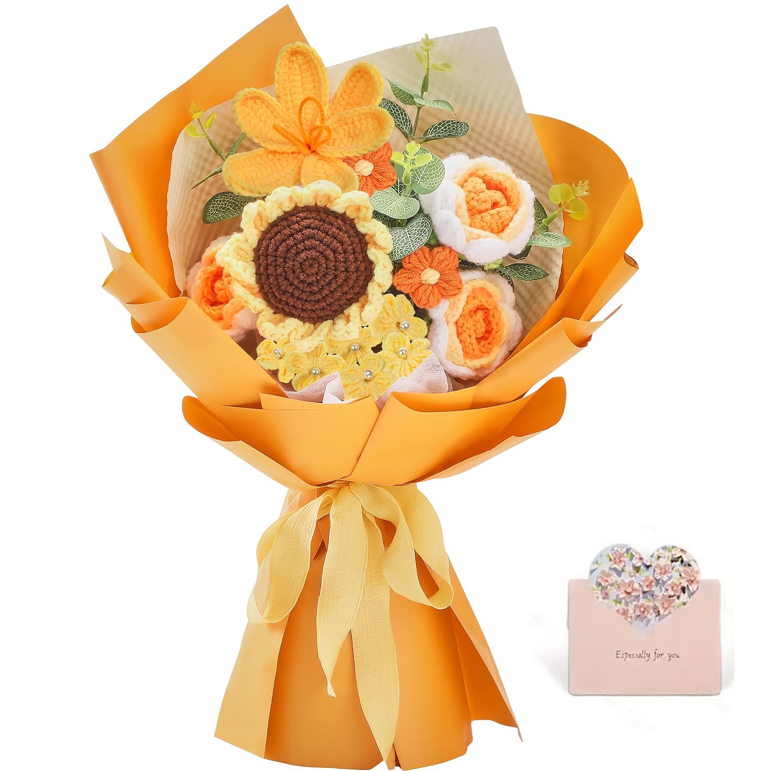 Productos transfronterizos acabados de lana tejido flores hechas a mano girasol trenzado regalos de vacaciones decoración flores falsas al por mayor