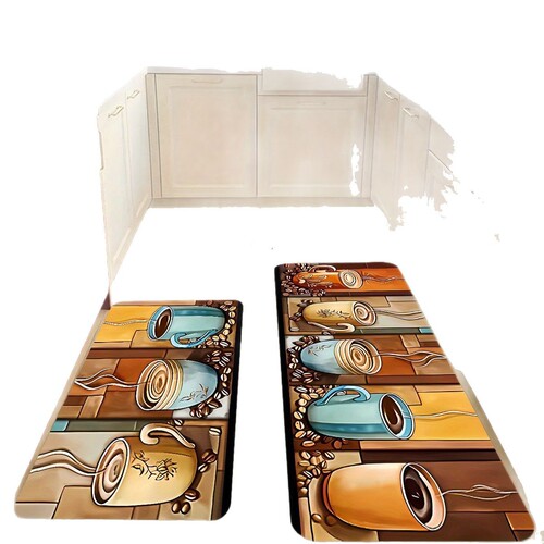 TEMU Hot Selling Crystal Velvet Kitchen Set of Three Pieces, Slip-Resistant and Stain-Resistant Entrance Entrance Mat
