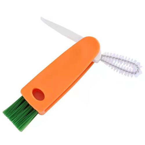 Creative three-in-one carrot cup lid brush multi-functional groove brush bottle nipple cup mouth cleaning brush cup lid brush