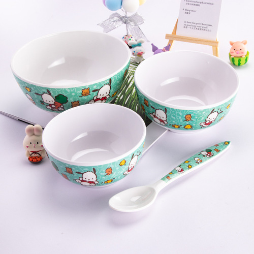 New Creative Pacha Dog XO Cool Penguin Children's Tableware Set Baby Cartoon Plate Imitation Porcelain Rice Bowl Cup