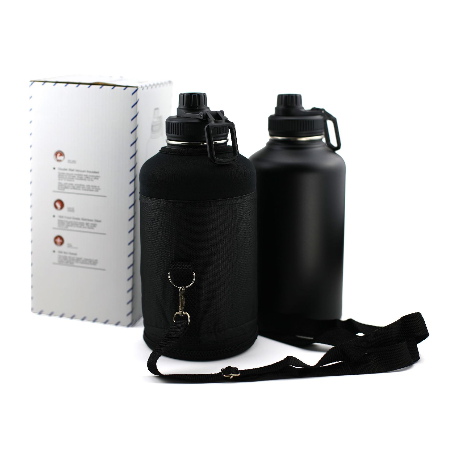Botella de agua deportiva de gran capacidad para exteriores, estilo americano, 64 oz, doble capa, aislada, de acero inoxidable 304.