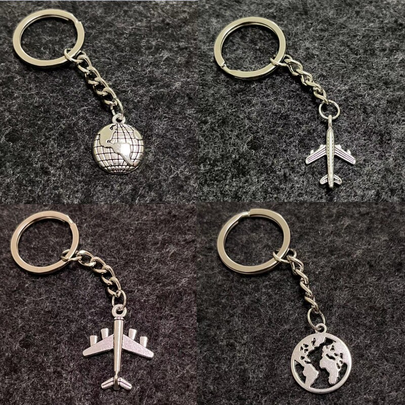 Earth Plane Travel World Commemorative Keychain Flying Travel Backpack Pendant
