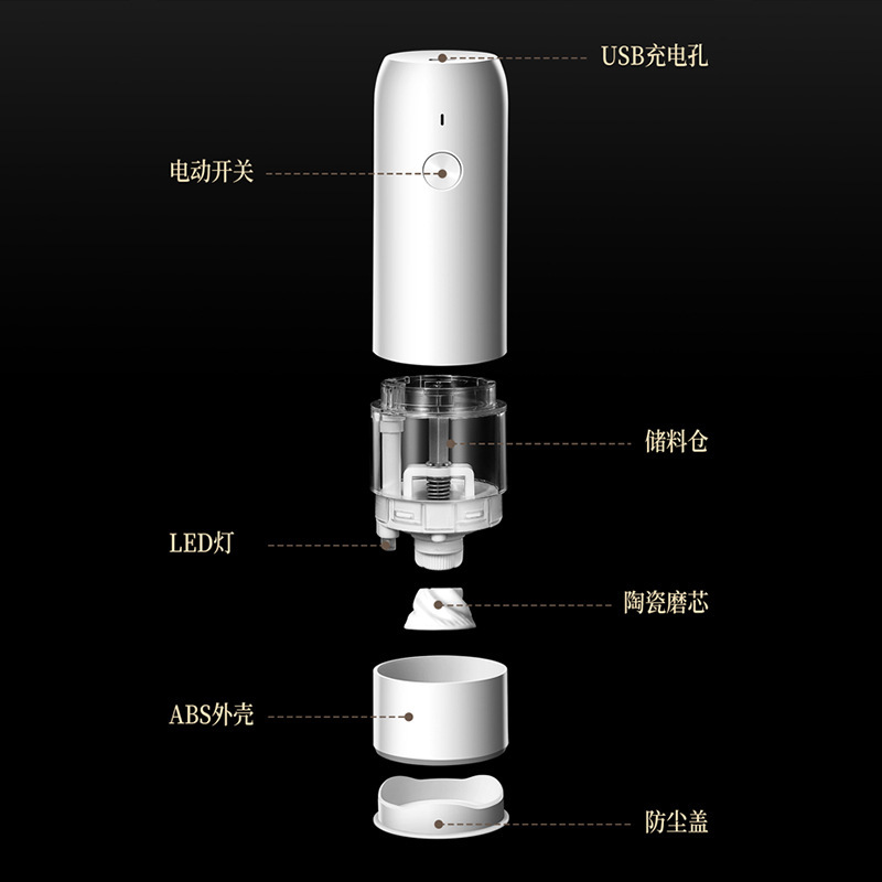 Molinillo de inducción molino de pimienta eléctrico botella de condimento botella manual de sal de mar molino de pimienta botella de molienda