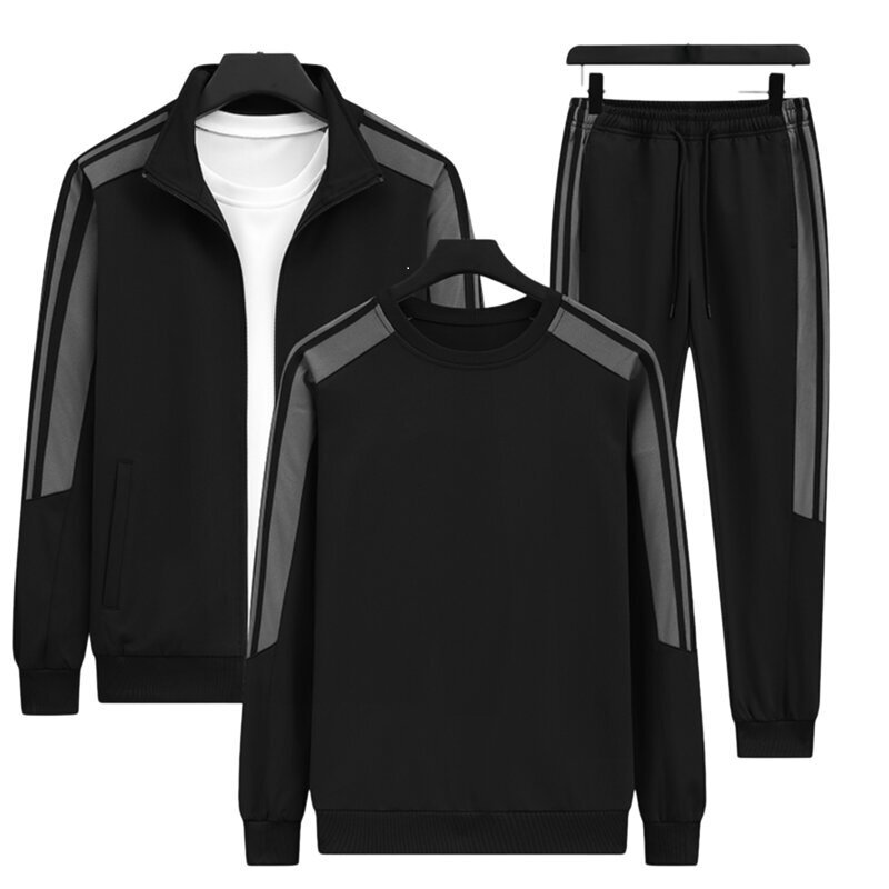 Spring and Autumn Sports Leisure suit Men's Crewneck Pullover Collar Cardigan Jacket Fashion Brand Couple's Sweatshirt Three-piece Set