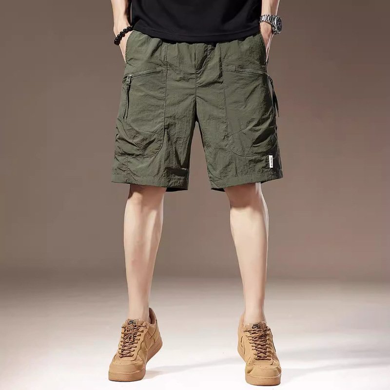Summer Ice Silk Thin American Style Tooling Shorts Men's Quick-drying Loose Straight Multi-pocket Casual Outdoor Pants for Men Summer Ice Silk Thin American Style Tooling Shorts Men's Quick-drying Loose Straight Multi-pocket Casual Outdoor Pants for Men