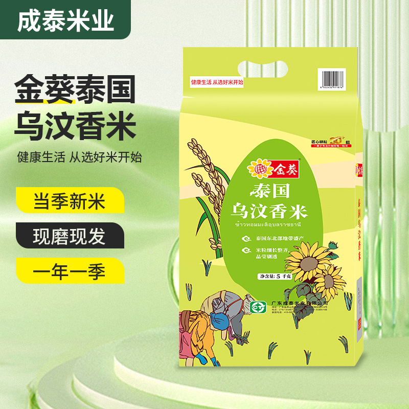 金葵泰国乌汶香米5kg 当季新米10斤家庭真空厂家直供批发大米
