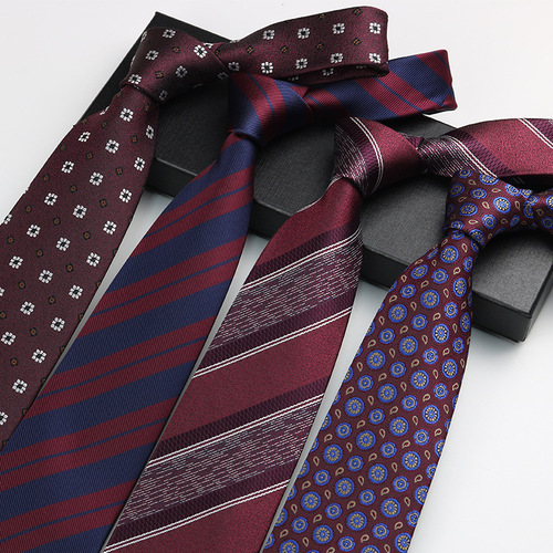 Wedding tie for men, business formal shirt, gentleman's suit, wedding groom, best man, burgundy hand-tied 8cm wide