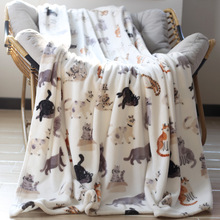 出口可爱猫咪毯子牛奶法兰绒毯床单毛毯办公室午睡毛巾被空调毯子