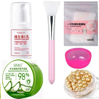 灌肤六件套维生素e乳+芦荟胶+兰花油+面膜纸硅胶刷工具小鸡腿精华
