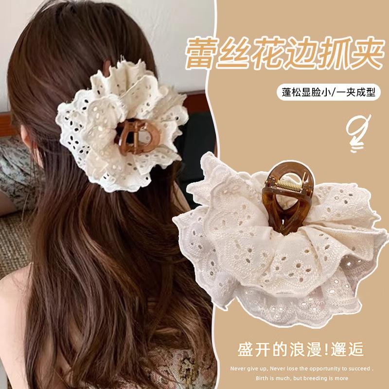 Zhong <unk> el mismo encaje de encaje clip de agarre de flores de alta calidad para mujeres detrás del cerebro clip de pesca clip de cabello clip de cabello