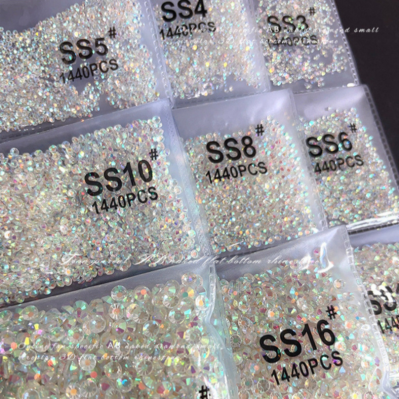 Ss4 Loose Round Flat-Back Diamonds Ab Color King Fan Diamond Nail Art Rhinestones Sparkling Small Round Mini Support