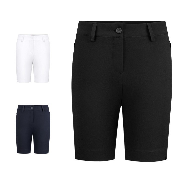 Quần short golf nữ PGM co giãn chống nước dài 5 tấc — KUZ129-màu xanh hải quân, KUZ129-màu trắng, KUZ129-Màu đen, KUZ129-Kaki