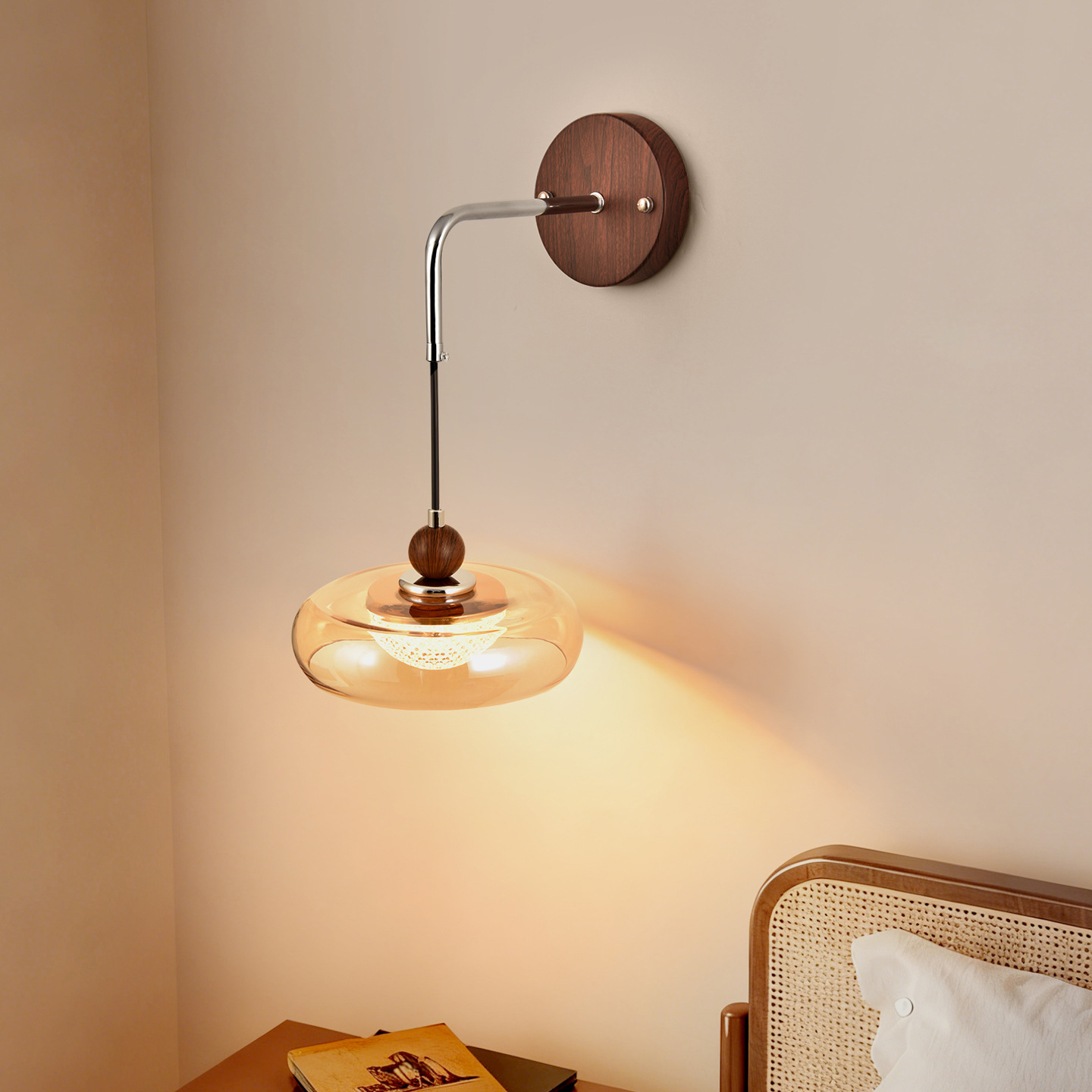 Lámpara de pared de estilo francés medieval retro lámpara de pared de fondo de vidrio de sala de estar lujosa protección de ojos pasillo dormitorio lámpara de cabecera L271