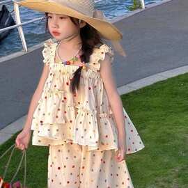 女童新款夏季套装中大童女孩小清新甜美女童夏装两件套休闲款