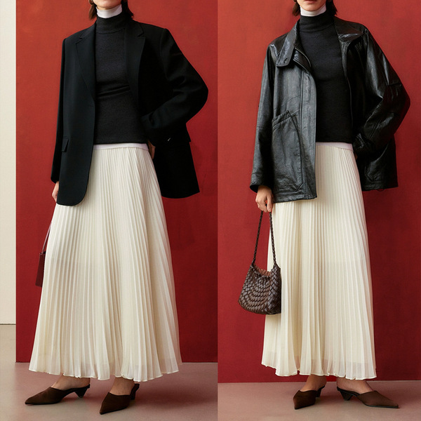 Summer elegant shiffon white long skirt