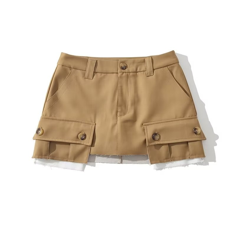 Fashionable Patchwork Pocket Skirt 3
