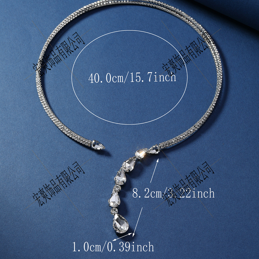 Zircon simple goteo de agua cabello collar de joya cabello collar collar de diamante nicho de alta calidad para enviar novia