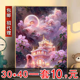 diy数字油画玫瑰手工填色油彩画治愈手工简约花卉客厅装饰画挂画