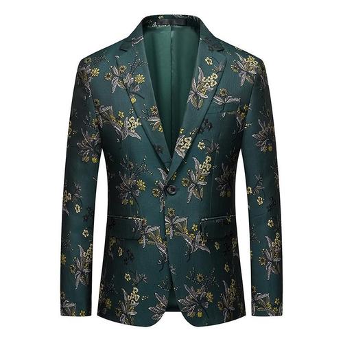 Men's jazz dance blazer coat jacquard single suit for men&apos;s Korean version slim fit business and leisure emcee dress suits 