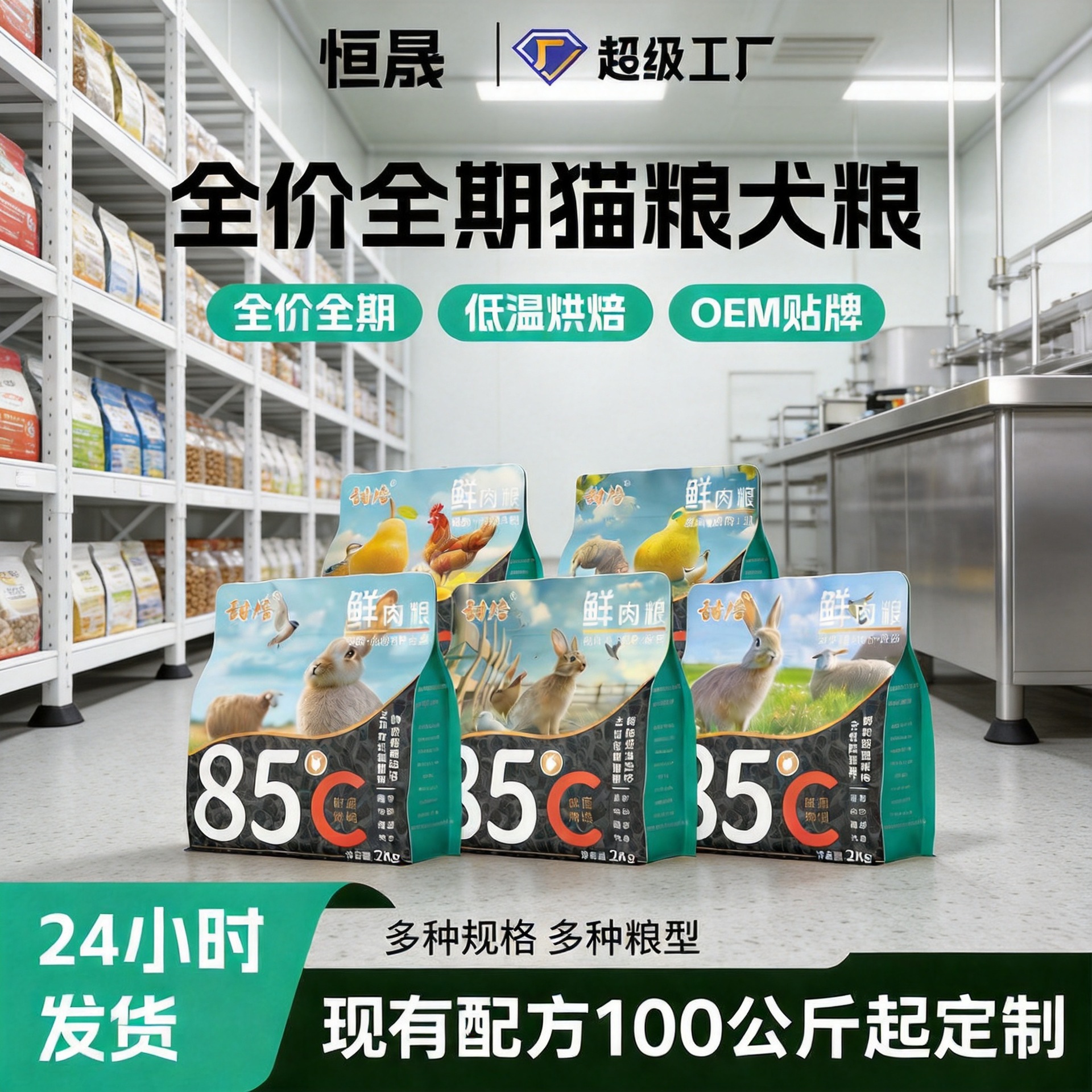 恒晟宠物|甜焙幼猫猫粮低温烘焙大袋批发鸭肉梨成幼犬源头代发